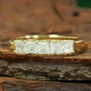 1.40 CT Near Colorless Asscher Cut Simulated Diamond Ring Size 6